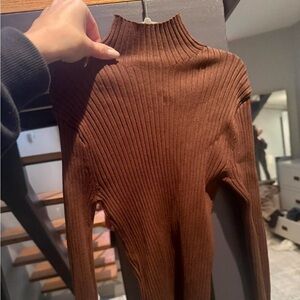 Zara Brown Ribbed Bodysuit